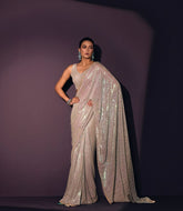 Party Wear 60 Gram Georgette Silver Color Saree